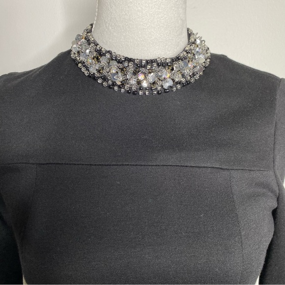 Trina Turk black long sleeve sheath dress with rhinestone trim - size 2 - Picture 4 of 7
